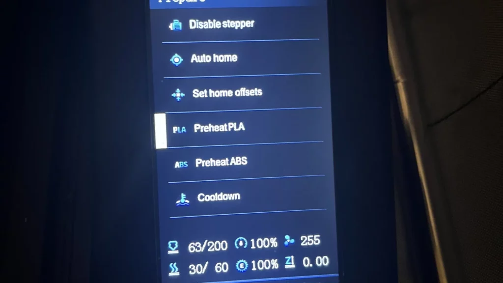 preheat pla 3d printer