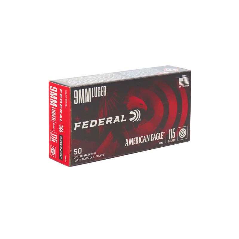 Federal American Eagle 9mm Luger Ammo 115 Grain FMJ - Ammo Deals